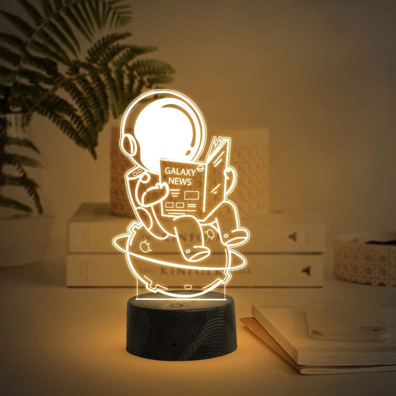 3D Illusion Astronaut Spaceman Night Light with Warm White Light Kids Room Decor Birthday Gift for Kids